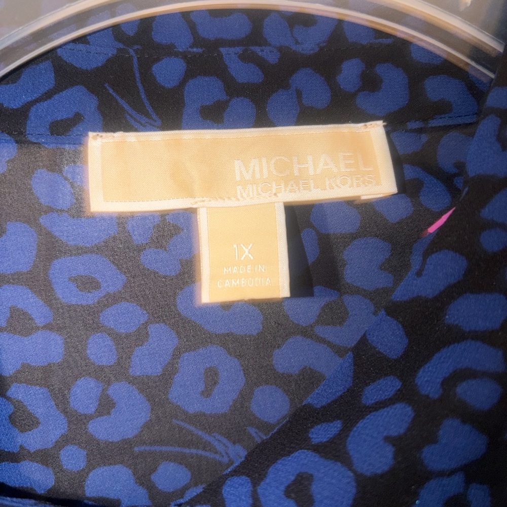 Michael Kors Black and Blue Animal Print Blouse